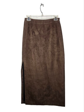Self Contrast Midi Skirt Faux Suede Brown Size Small NWT Anthropologie